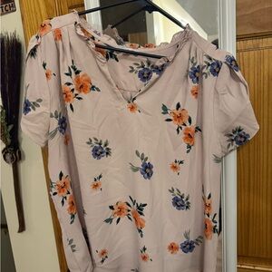 41 Hawthorn Floral Blouse - Light Pink and Orange